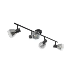 Plafón Pendura de Lindby, 4 luces, negro, cristal