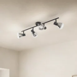 Plafón Pendura de Lindby, 4 luces, negro, cristal