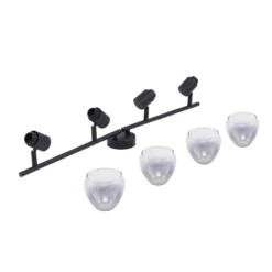 Plafón Pendura de Lindby, 4 luces, negro, cristal