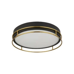 Plafón Phoenix, Ø 40 cm, negro / latón, IP44