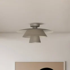 Plafón Plato, beige, metal, Ø 38 cm, E27