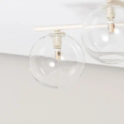 Plafón Prato, crema/transparente, cristal, 5 luces