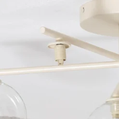 Plafón Prato, crema/transparente, cristal, 5 luces