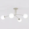 Plafón Pregos, beige, Ø 60 cm, 4 luces, metal/cristal