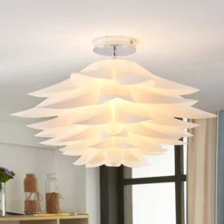 Plafón Rimon de Lindby, blanco, plástico, Ø 50 cm, E27