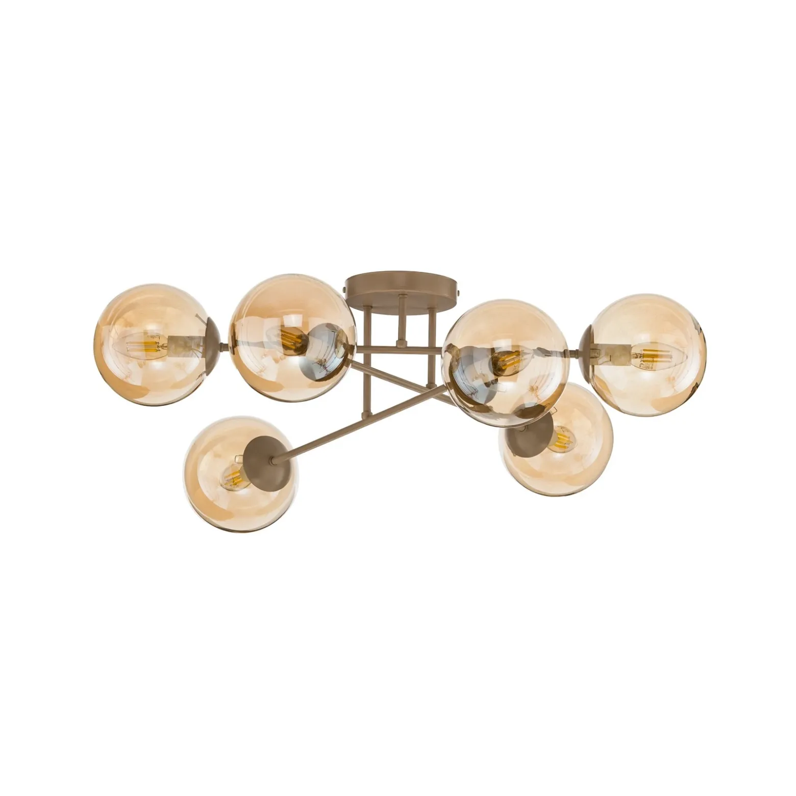 Plafón ROMA, beige, Ø 75 cm, 6 luces, cristal/metal, E14