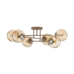 Plafón ROMA, beige, Ø 75 cm, 6 luces, cristal/metal, E14