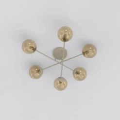 Plafón ROMA, beige, Ø 75 cm, 6 luces, cristal/metal, E14