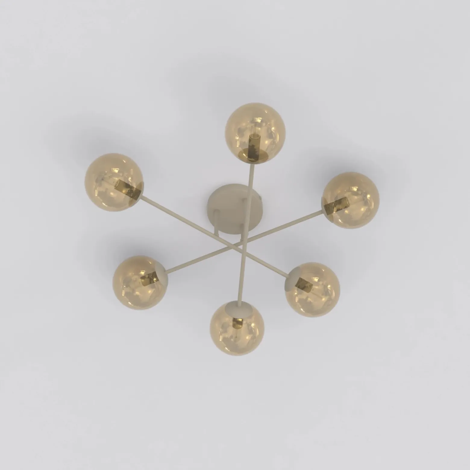 Plafón ROMA, beige, Ø 75 cm, 6 luces, cristal/metal, E14