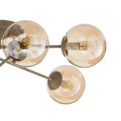 Plafón ROMA, beige, Ø 75 cm, 6 luces, cristal/metal, E14