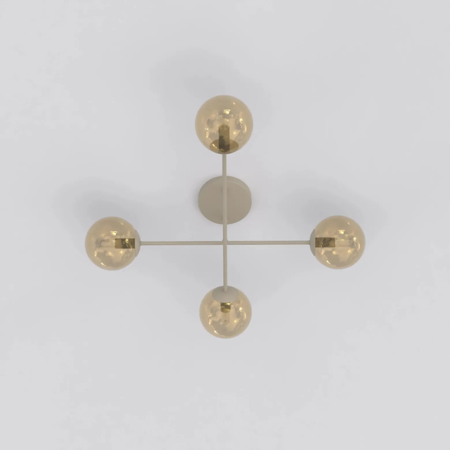 Plafón ROMA, color beige, longitud 75 cm, 4 luces, cristal/metal