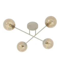 Plafón ROMA, color beige, longitud 75 cm, 4 luces, cristal/metal