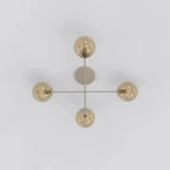 Plafón ROMA, color beige, longitud 75 cm, 4 luces, cristal/metal