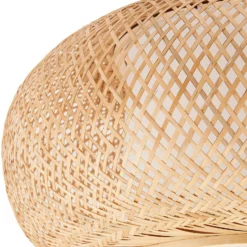 Plafón Romaine de Lindby, bambú, natural/blanco, Ø 50 cm
