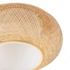 Plafón Romaine de Lindby, bambú, natural/blanco, Ø 50 cm