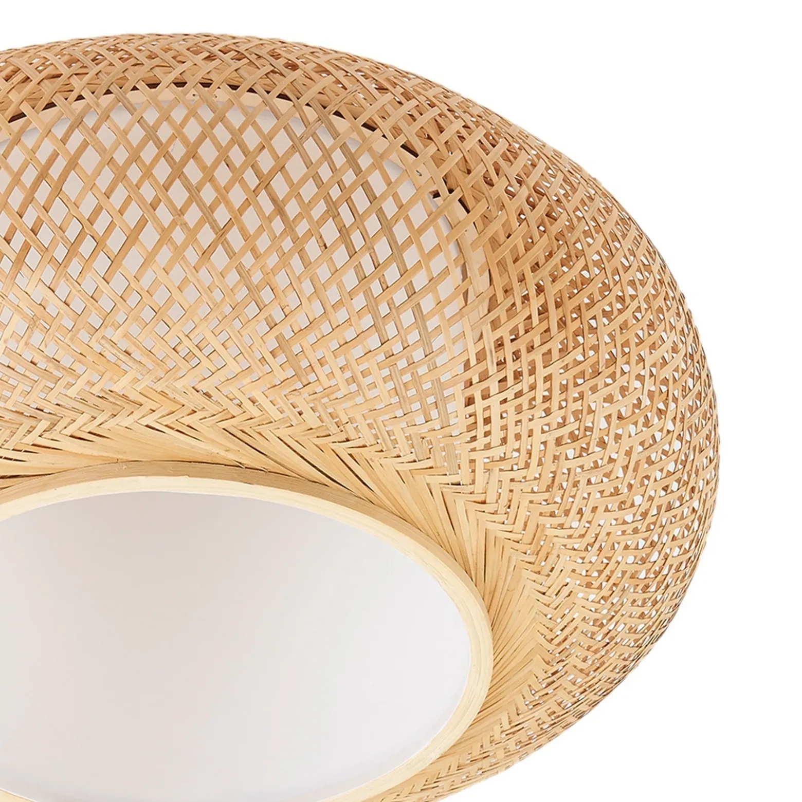 Plafón Romaine de Lindby, bambú, natural/blanco, Ø 50 cm