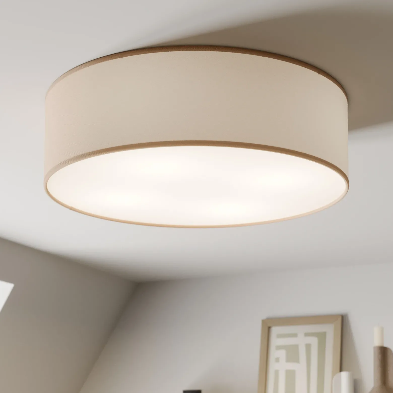 Plafón Rondo, beige, metal, Ø 45 cm, E27