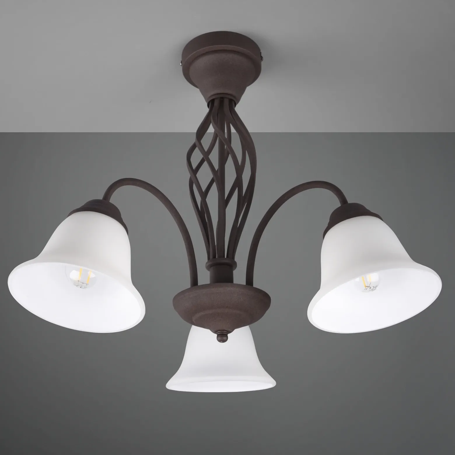 Plafón Rustica, color óxido, 3 luces