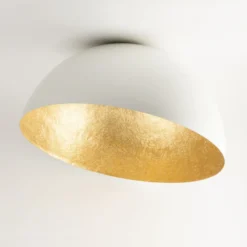 Plafón Sfera, Ø 50 cm, blanco/dorado