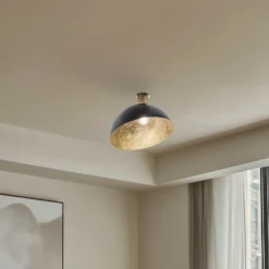 Plafón Sfera, Ø 35 cm, negro/dorado