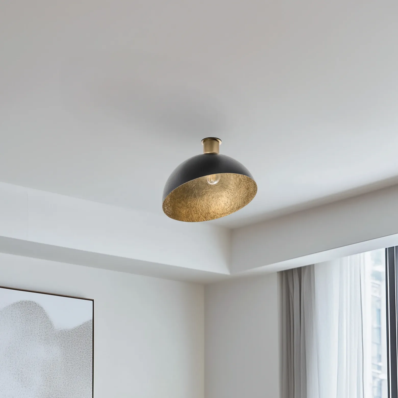Plafón Sfera, Ø 35 cm, negro/dorado