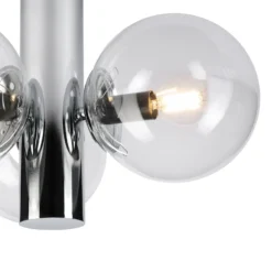 Plafón Sferio, cromado/transparente, cristal, 3 luces, E14