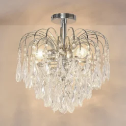 Plafón Silino de Lindby, gris, metal, Ø 40 cm, E14