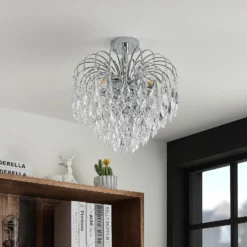 Plafón Silino de Lindby, gris, metal, Ø 40 cm, E14