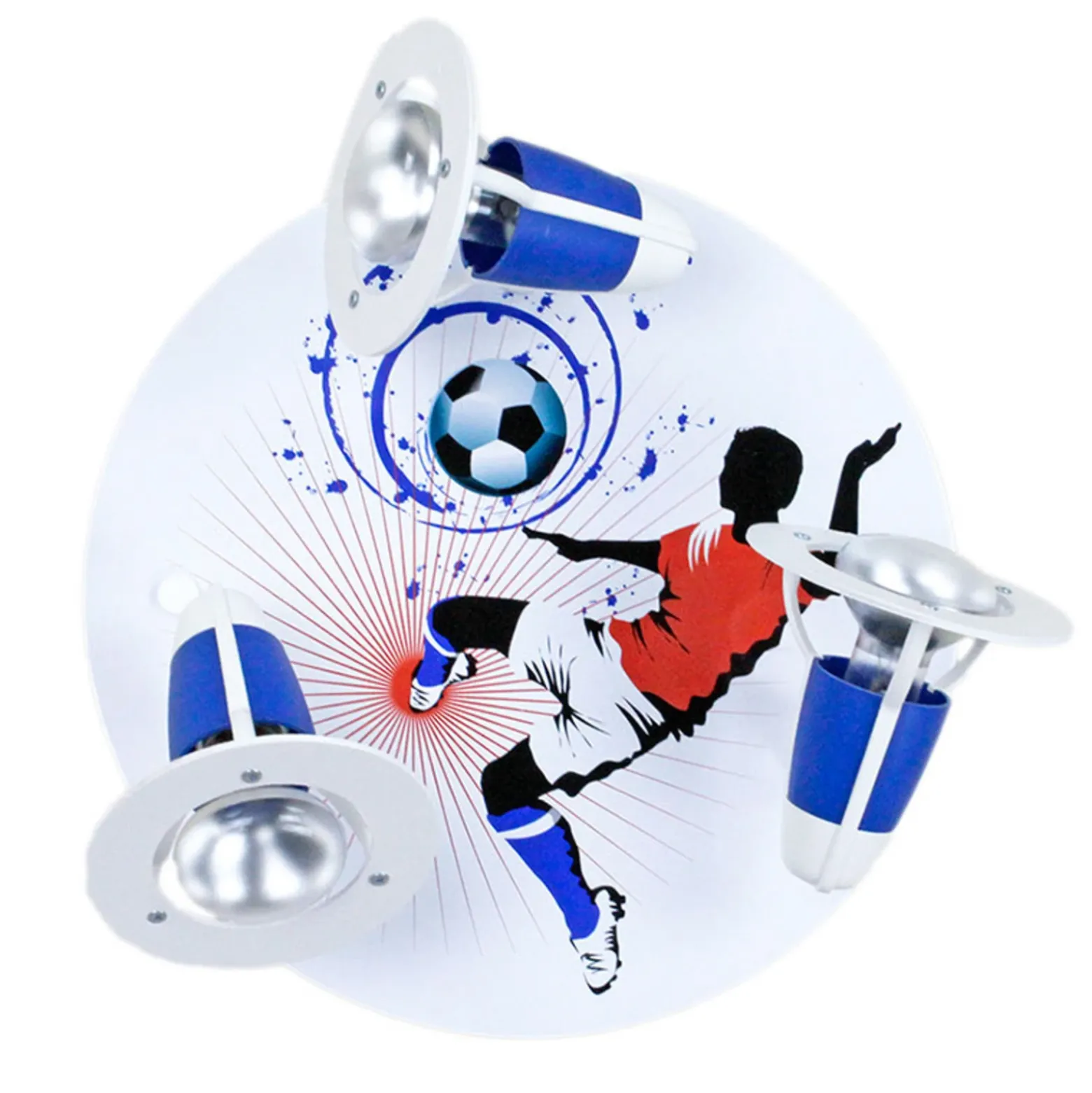 Plafón Soccer, 3 luces, azul-blanco