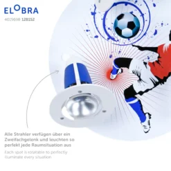 Plafón Soccer, 3 luces, azul-blanco