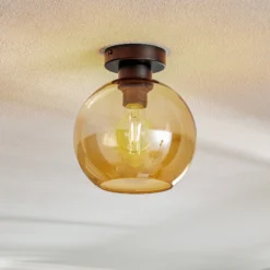 Plafón Sofia, pantalla de cristal ámbar