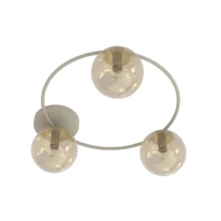 Plafón Sopra, beige, Ø 47 cm, 3 luces, cristal/metal, casquillo E14