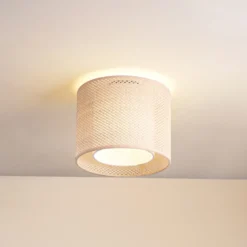 Plafón Soula de Lindby, Ø 26 cm, beige, plástico, E27