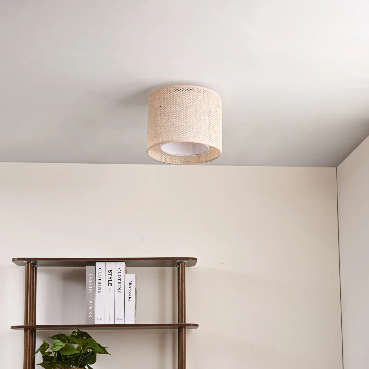 Plafón Soula de Lindby, Ø 26 cm, beige, plástico, E27
