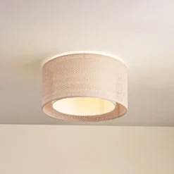 Plafón Soula de Lindby, Ø 40 cm, beige, plástico, E27