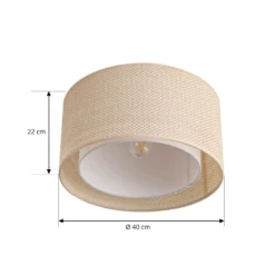 Plafón Soula de Lindby, Ø 40 cm, beige, plástico, E27