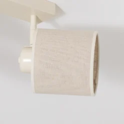 Plafón Suerte, blanco crema, textil lino, 4 luces