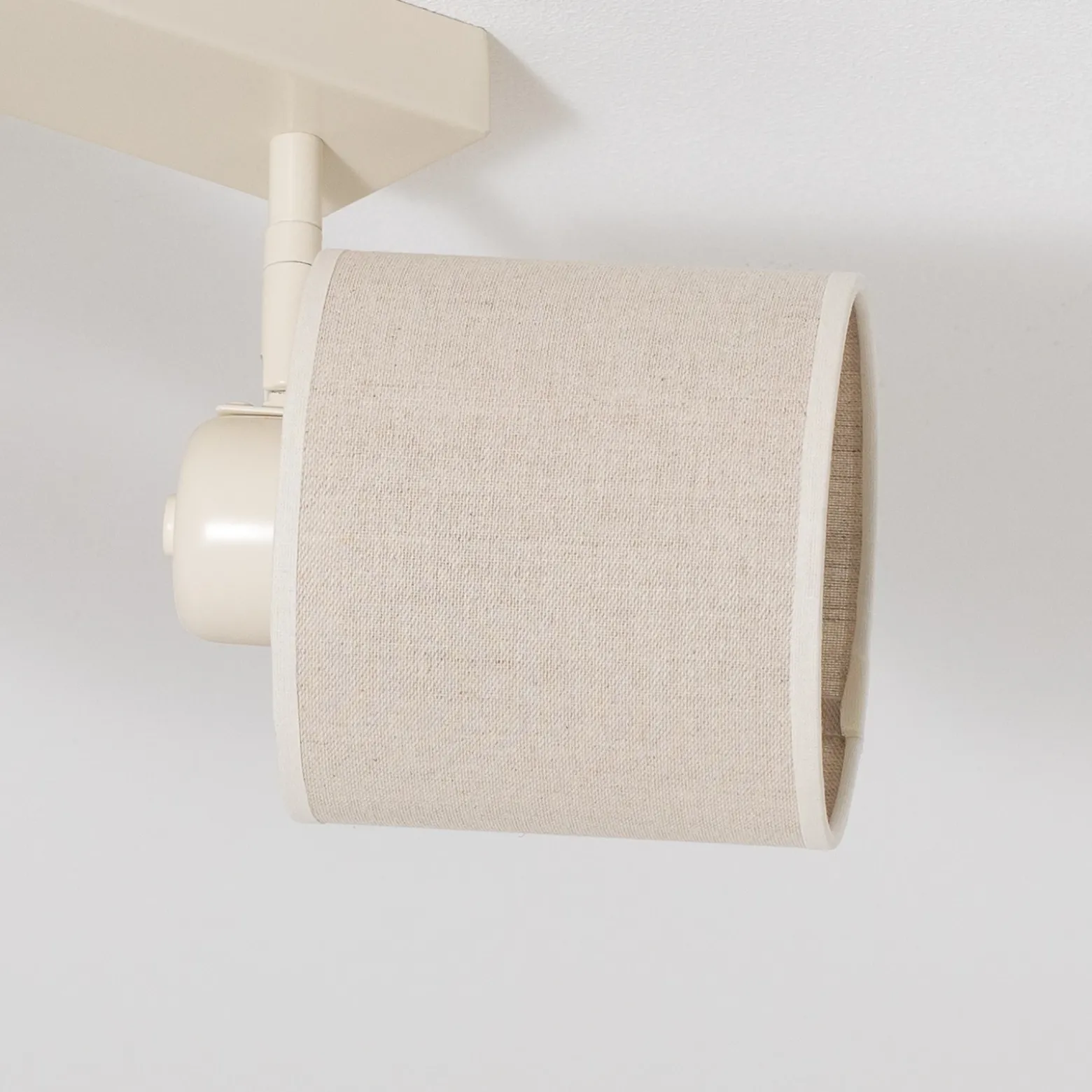 Plafón Suerte, blanco crema, textil lino, 4 luces