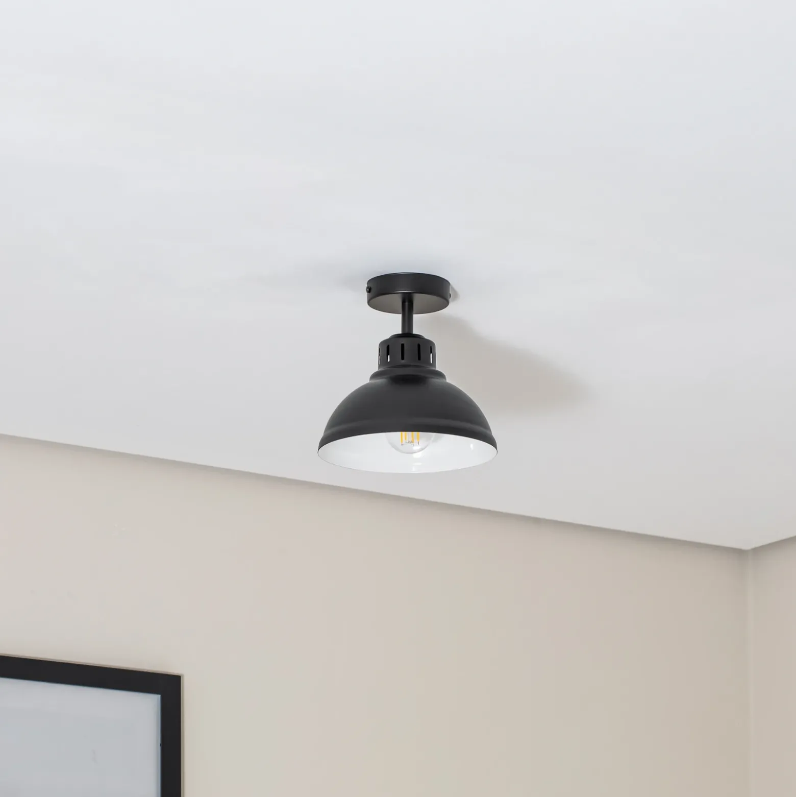 Plafón Sven, 1 luz, negro, acero, E27