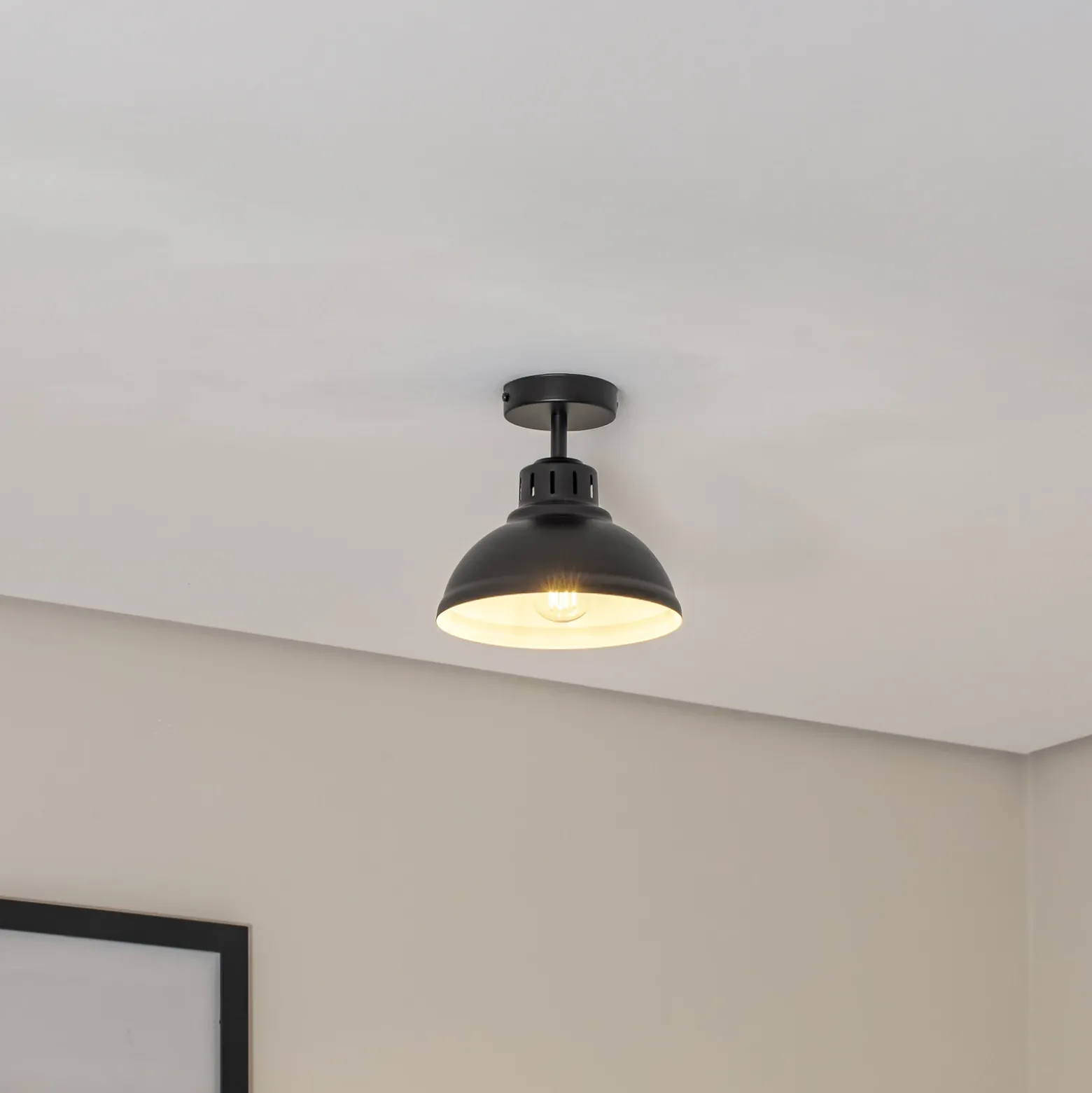 Plafón Sven, 1 luz, negro, acero, E27