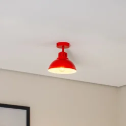 Plafón Sven, 1 luz, rojo, acero, E27