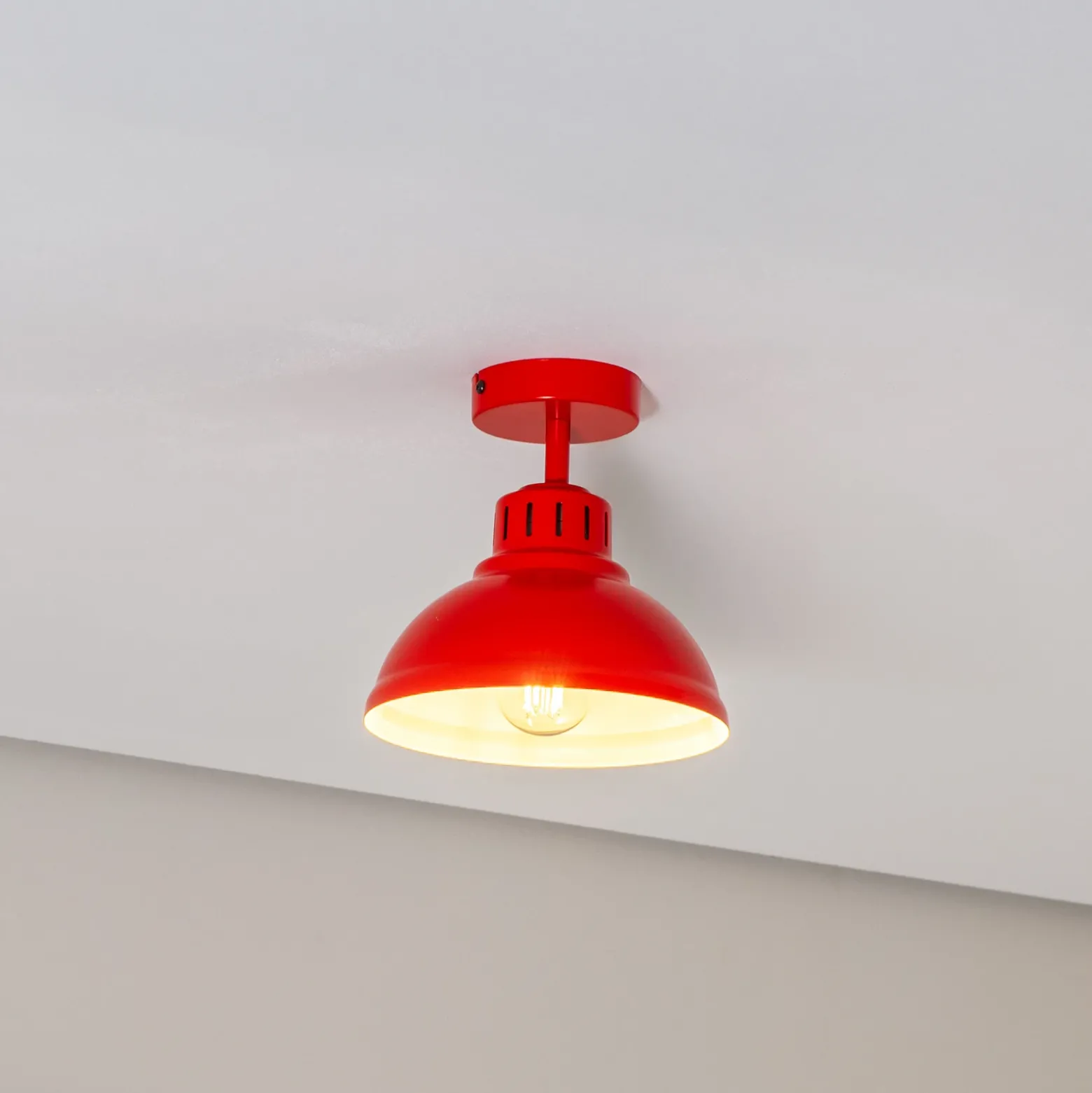 Plafón Sven, 1 luz, rojo, acero, E27