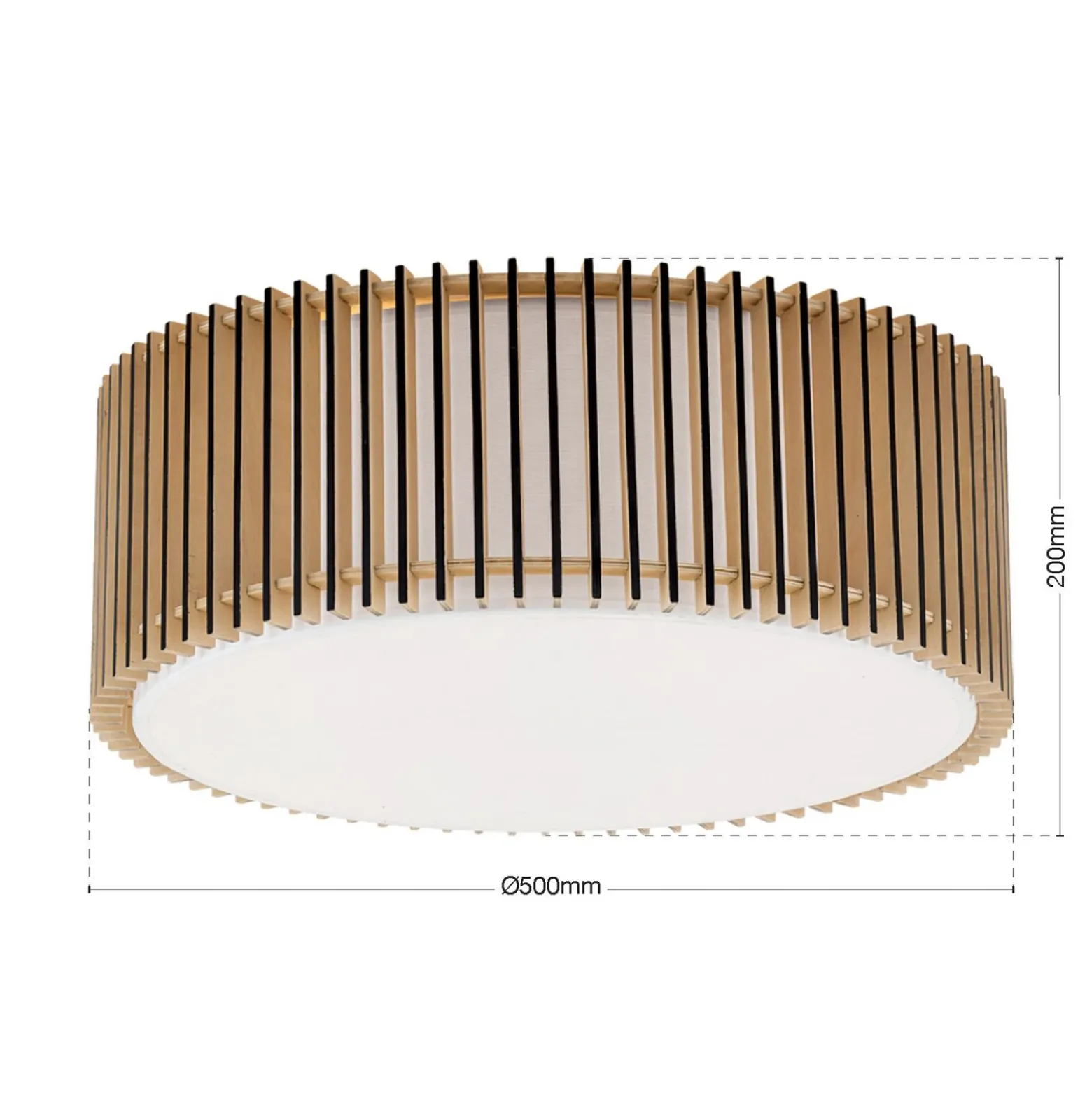 Plafón Tarta, Ø 50 cm, madera, difusor textil, 4 x E27