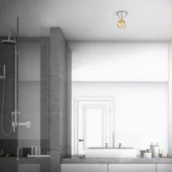 Plafón Tepel para baño IP44 E27 cromado mate