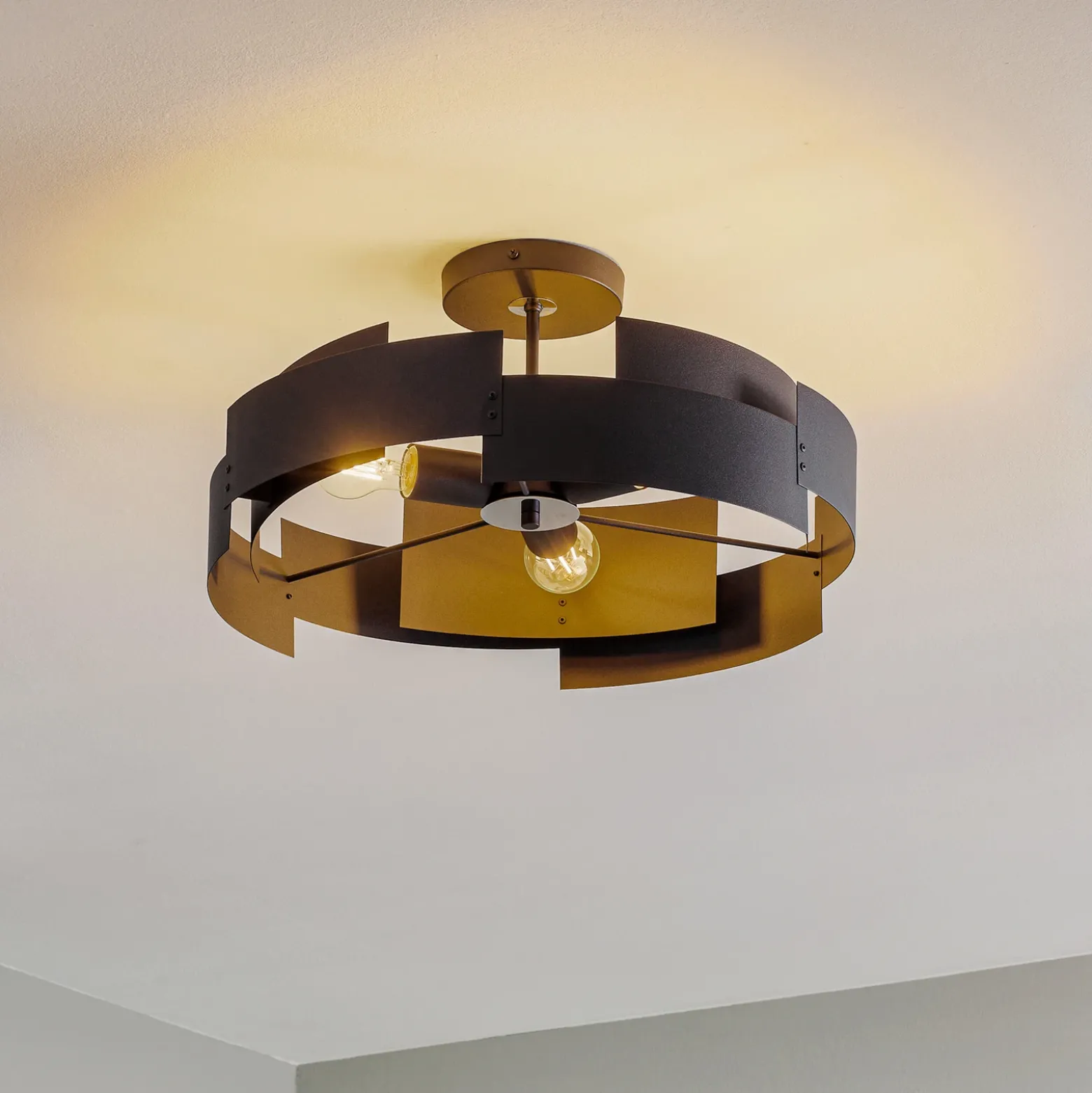 Plafón Tori, negro, 48 cm