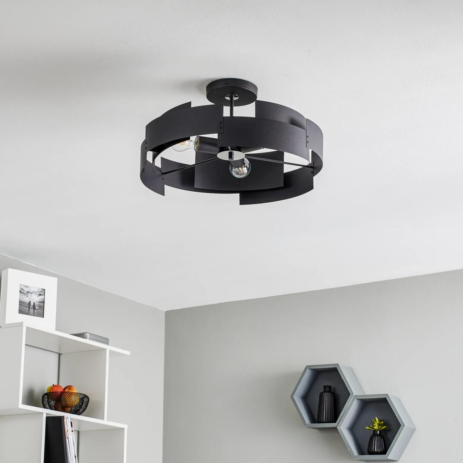 Plafón Tori, negro, 48 cm