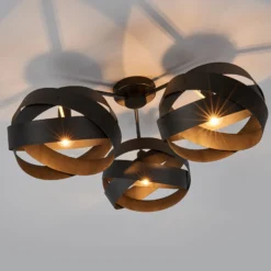 Plafón Tornado negro 3 luces