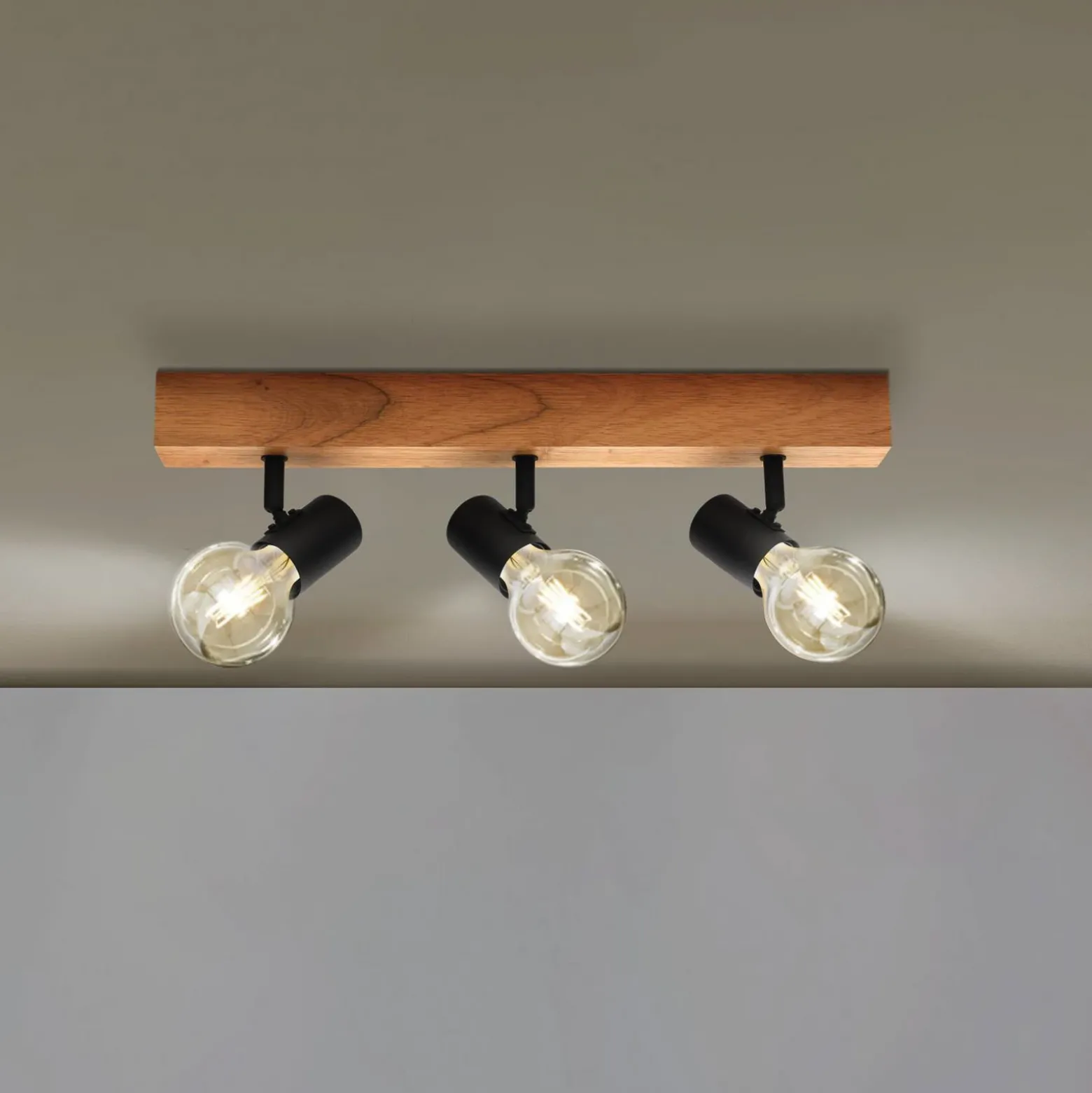 Plafón Townshend 3 de madera 3 luces negro
