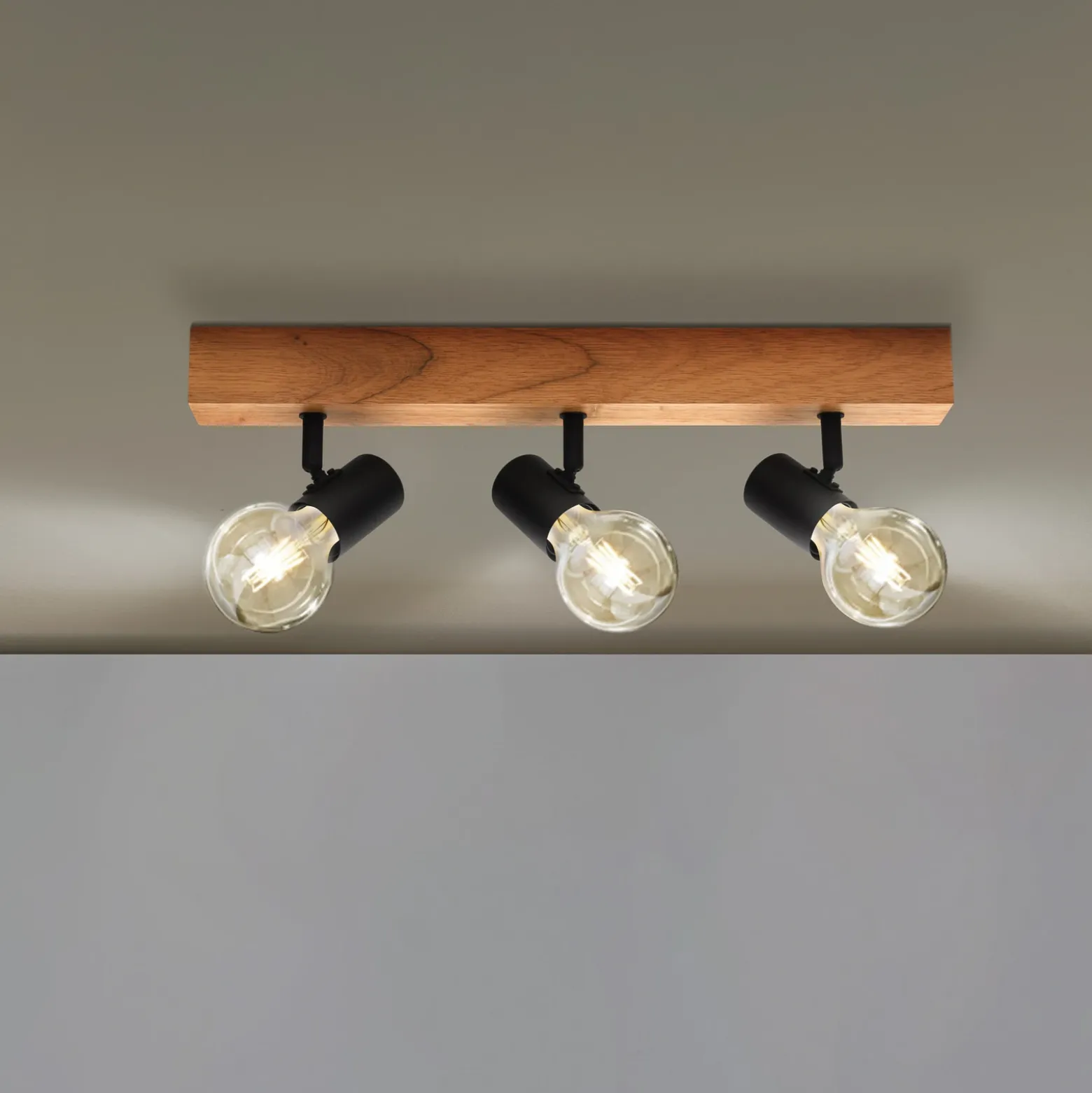 Plafón Townshend 3 de madera 3 luces negro