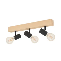 Plafón Townshend 3 de madera 3 luces negro